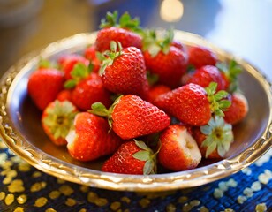 お皿に盛られたいちご Generative AI