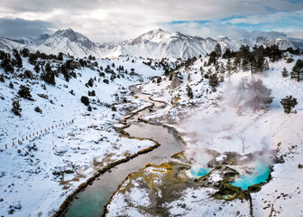 Mammoth Hot Spring Covered in Snow 