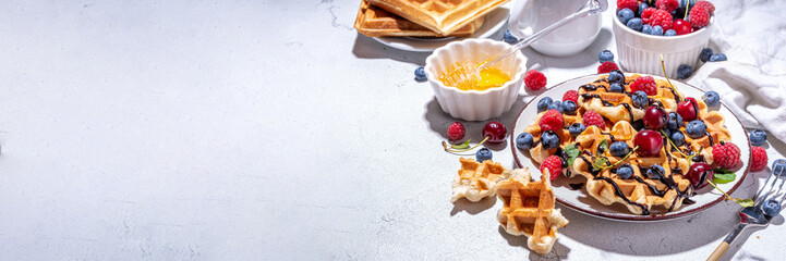 Sweet belgian waffles with berry