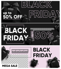 Black Friday banner set design template for promotion, vector illustration