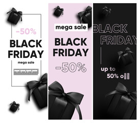 Black Friday banner set design template for promotion, vector illustration