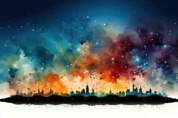 Spectacular abstract cityscape colorfull digital art illustration