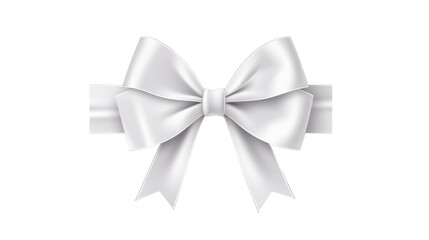 White ribbon bow on transparent background