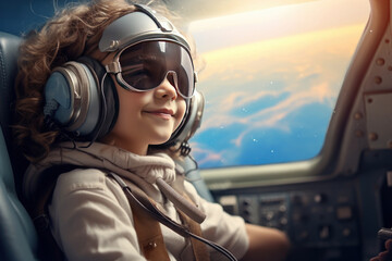 Child traveling on a plane