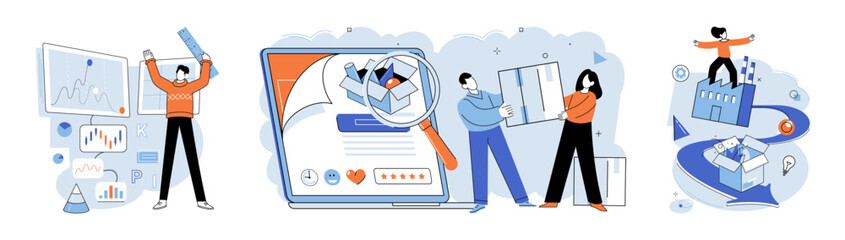 Business process. Vector illustration. Accounting practices provide insights into financial management and performance The business process concept emphasizes continuous improvement and efficiency