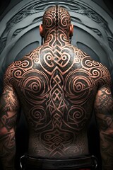 realistic tribal tattoo design on a human body