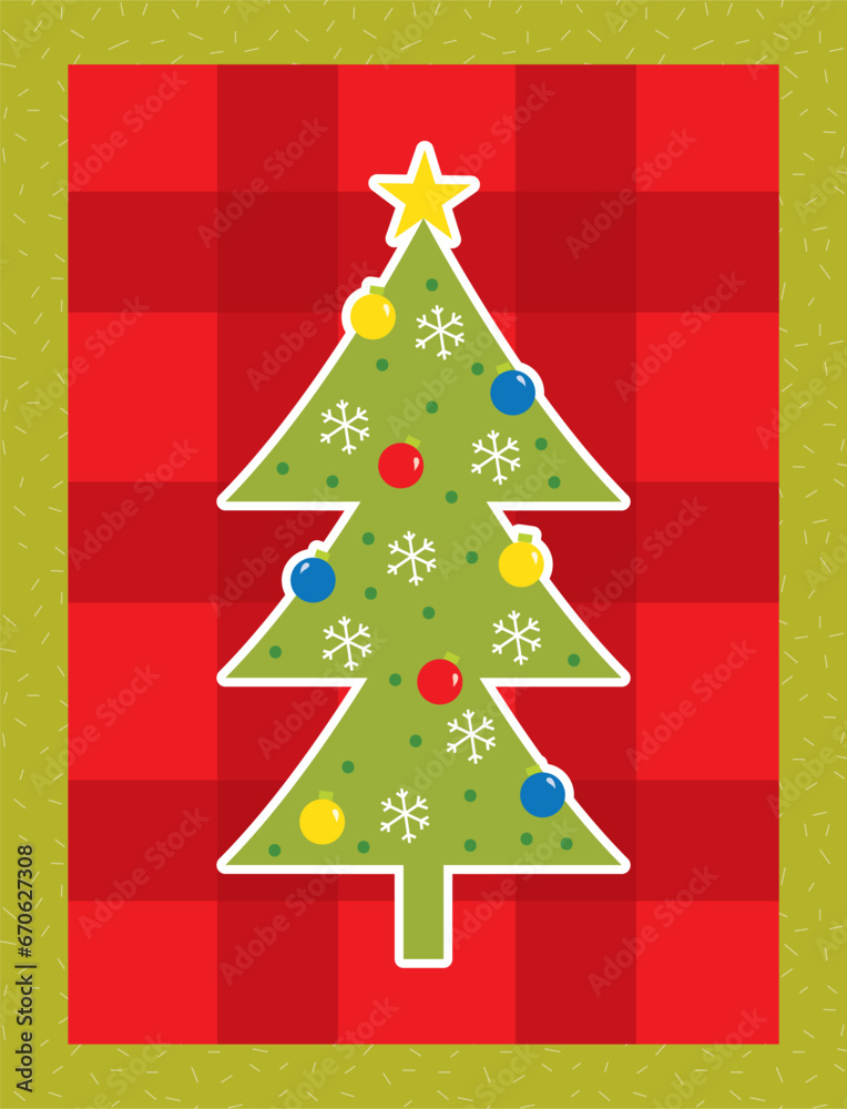 Wall mural christmas tree on red background