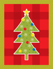 christmas tree on red background