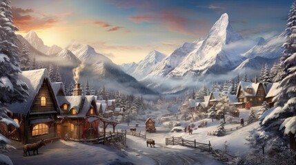 Fototapeta premium christmas photo of Mountain Christmas a remote Holiday cheer