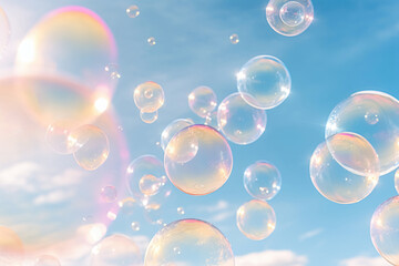 soap Bubbles and Bright Blue Sky