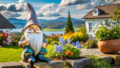 Garden gnome in the garden