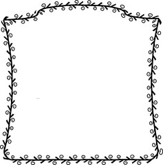 Spiral leaves Branch Square Frame laurel wreath silhouette black horizontal vintage frames flower floral leaf border Botanical Branches ornate leaf Elements design border retro badge decoration 