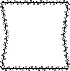 Spiral leaves Branch Square Frame laurel wreath silhouette black horizontal vintage frames flower floral leaf border Botanical Branches ornate leaf Elements design border retro badge decoration 