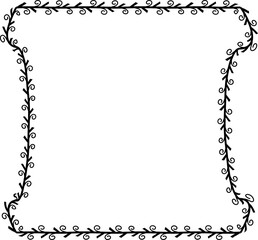 Spiral leaves Branch Square Frame laurel wreath silhouette black horizontal vintage frames flower floral leaf border Botanical Branches ornate leaf Elements design border retro badge decoration 