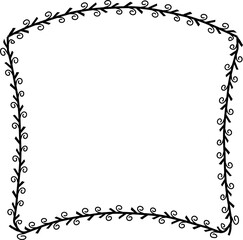 Spiral leaves Branch Square Frame laurel wreath silhouette black horizontal vintage frames flower floral leaf border Botanical Branches ornate leaf Elements design border retro badge decoration isolat