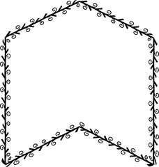 Spiral leaves Branch Square Frame laurel wreath silhouette black horizontal vintage frames flower floral leaf border Botanical Branches ornate leaf Elements design border retro badge decoration isolat