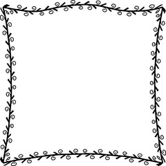 Spiral leaves Branch Square Frame laurel wreath silhouette black horizontal vintage frames flower floral leaf border Botanical Branches ornate leaf Elements design border retro badge decoration 