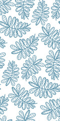 leaves doodle Scandinavian contemporary seamless pattern design fabric printing monochrome stylish modern textured