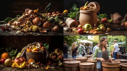 Obraz na płótnie Canvas Bountiful Harvest: A Festive Fusion of Nature's Elements- Celebrate Autumn and Christmas with Delectable Delights, Beautiful Flowers, and Stylish Decor!, generative AI