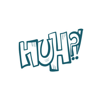 huh comic pop text emotional speech sound vector hand drawn doodle