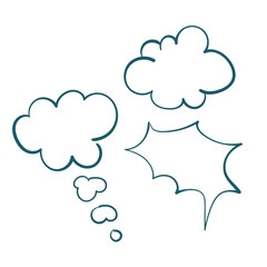 speech dialogue chat set comic bubbles clouds vector isolated hand drawn doodle