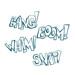 bang boom wham snap comic pop text emotional speech sound vector hand drawn doodle - obrazy, fototapety, plakaty