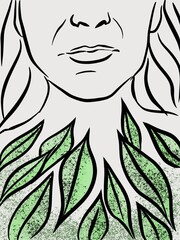Floral composition with feminine face