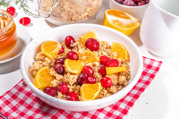 Winter granola with cranberry and orange