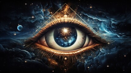 Eye of Providence. Masonic symbol. All-seeing eye. Sacred geometry, religion, spirituality, occultism - obrazy, fototapety, plakaty