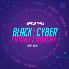 Black Friday, Cyber  Monday Sale concept  vector