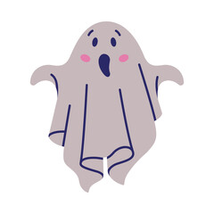 Cute Ghost Character as Flying Poltergeist Creature Vector Illustration