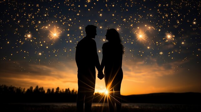 A Couple Holding Sparklers Night Sky Sparklers, Background Images, Hd Illustrations