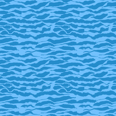 Grunge Dry Brush Blue Wave Strokes Seamless Pattern