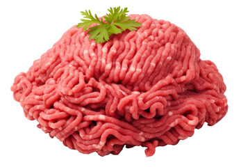 Ground meat isolated on a transparent background created with Generative AI technology