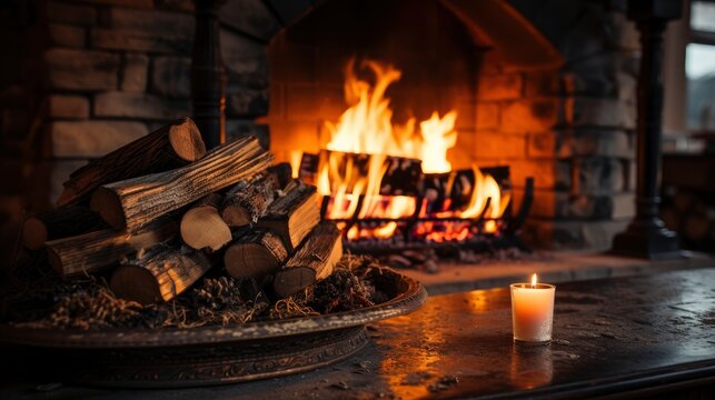 A Cozy Fireplace With Remnants Of Last Nights, Background Images, Hd Illustrations