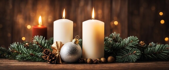 christmas ball and candles