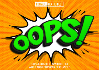Oops Comic editable text effect 3d style template