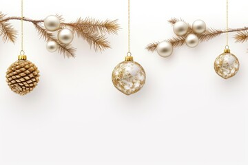 Festive Holiday Decorations Hanging from a Branch Created With Generative AI Technology