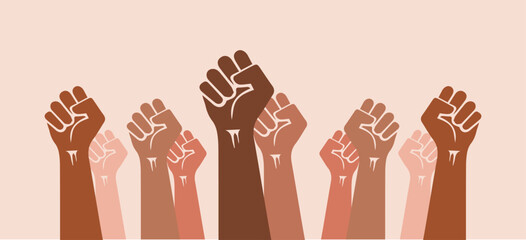 Set of raised fist vector icon. Human hand up in the air	
 - obrazy, fototapety, plakaty