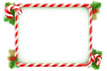 Festive Candy Cane Frame with Holly and Sweet Treats Created With Generative AI Technology