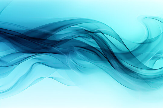 Abstract vivid blue light wavy smoke on a light blue background in photo negative style