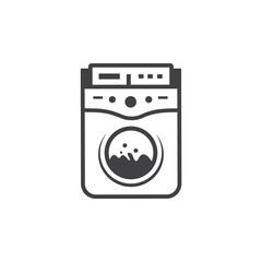 Washing machine icon design flat style line art black and white. Clothes dryer or Laundry Vector on white background.
