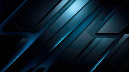 Modern black blue abstract minimal background for design. 3d effect. Diagonal lines, Triangles....
