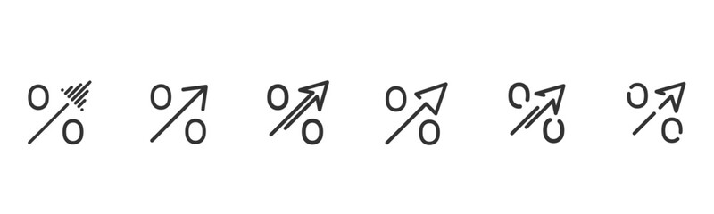 Percent sign with arrow up line icon set simple illustration