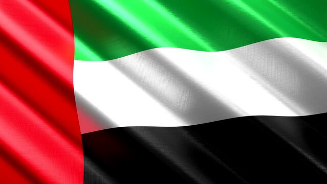 United Arab Emirates, UAE - waving textile flag - 3D 4k seamless loop animation (3840 x 2160 px)