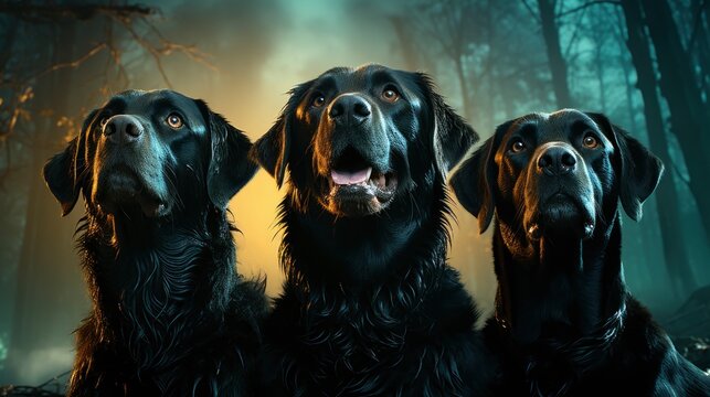 A Group Of Dogs Howling At The New Years Moon, Background Images, Hd Illustrations