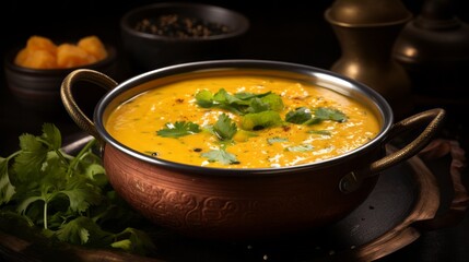 Indian Red Lentil Dahl Soup in a bowl