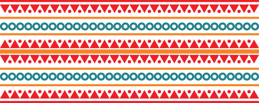 Abstract bright colorful pattern banner design template with tribal aztec style ornament. Ethnic background collection. Ethnic border style seamless pattern. Tribal mexico or african print design art.