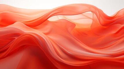 A mesmerizing display of fiery hues and fluid lines, as a peach fabric dances with vibrant red and abstract orange, creating a wild and expressive piece of art