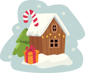 gingerbread house in the snow. Christmas set. Christmas gingerbread